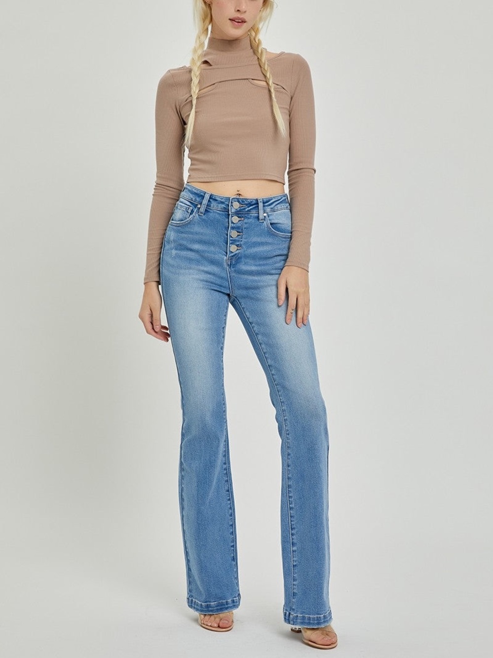 High-Rise Light Blue Flare Jeans - Women